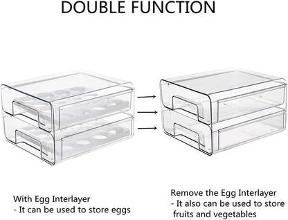 Belro egg container holder for fridge, clear plastic food storage with individual egg slots, ideal for organized kitchen storage.