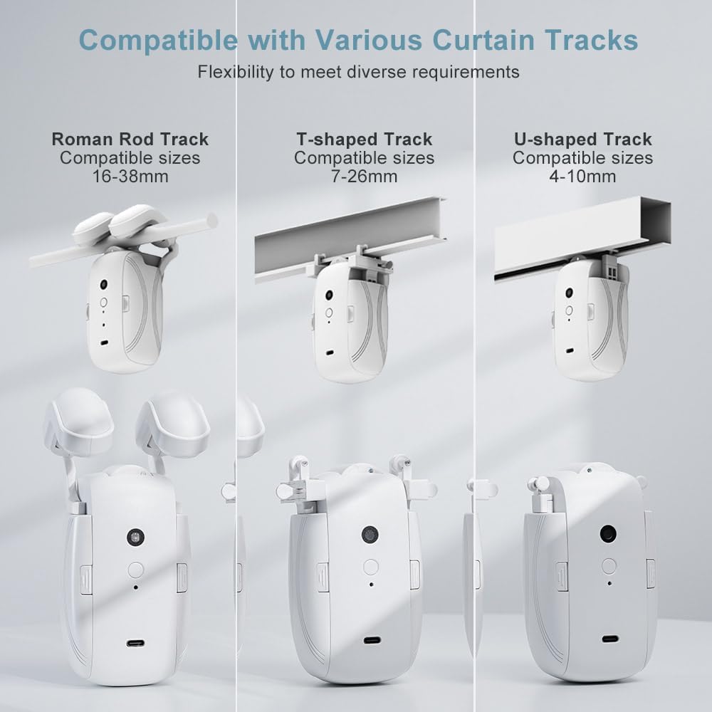 Belro automatic curtain opener and closer for men’s clothing, compact device with sleek design and easy installation.