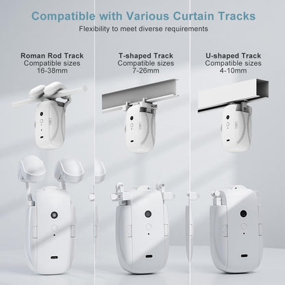 Belro automatic curtain opener and closer for men’s clothing, compact device with sleek design and easy installation.