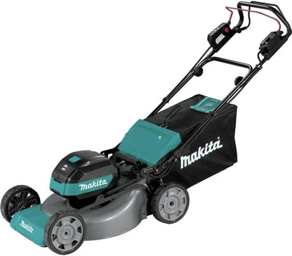 Makita 40V max XGT brushless 21-inch self-propelled commercial lawn mower kit with adjustable handle and cutting deck.