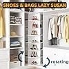 Casavibeo SpaceAid 7-tier white rotating shoe rack with spinning tiers for organized shoe and handbag storage in closets