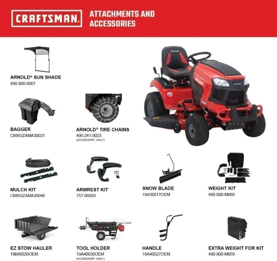 Casavibeo Craftsman T2200K 42-inch 20 HP 725cc hydrostatic riding mower with cutting deck and adjustable seat.