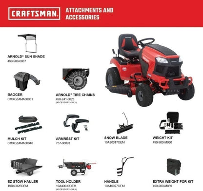 Casavibeo Craftsman T2200K 42-inch 20 HP 725cc hydrostatic riding mower with cutting deck and adjustable seat.
