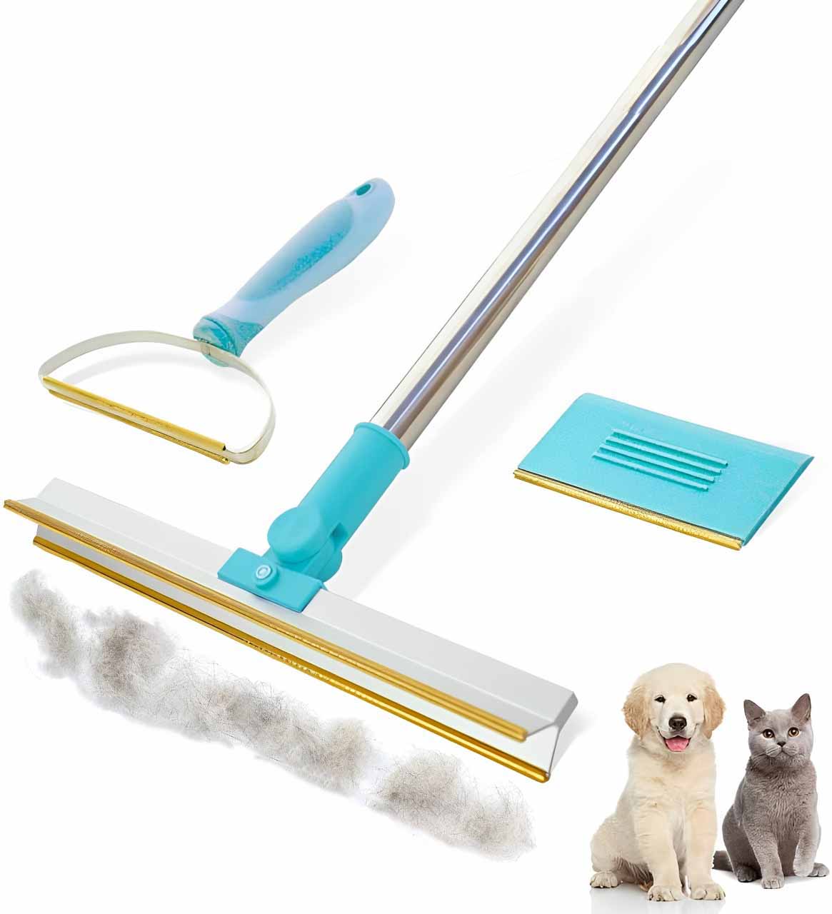 Belro Pet Hair Remover Set with multiple tools for cleaning pet hair from furniture and clothing.