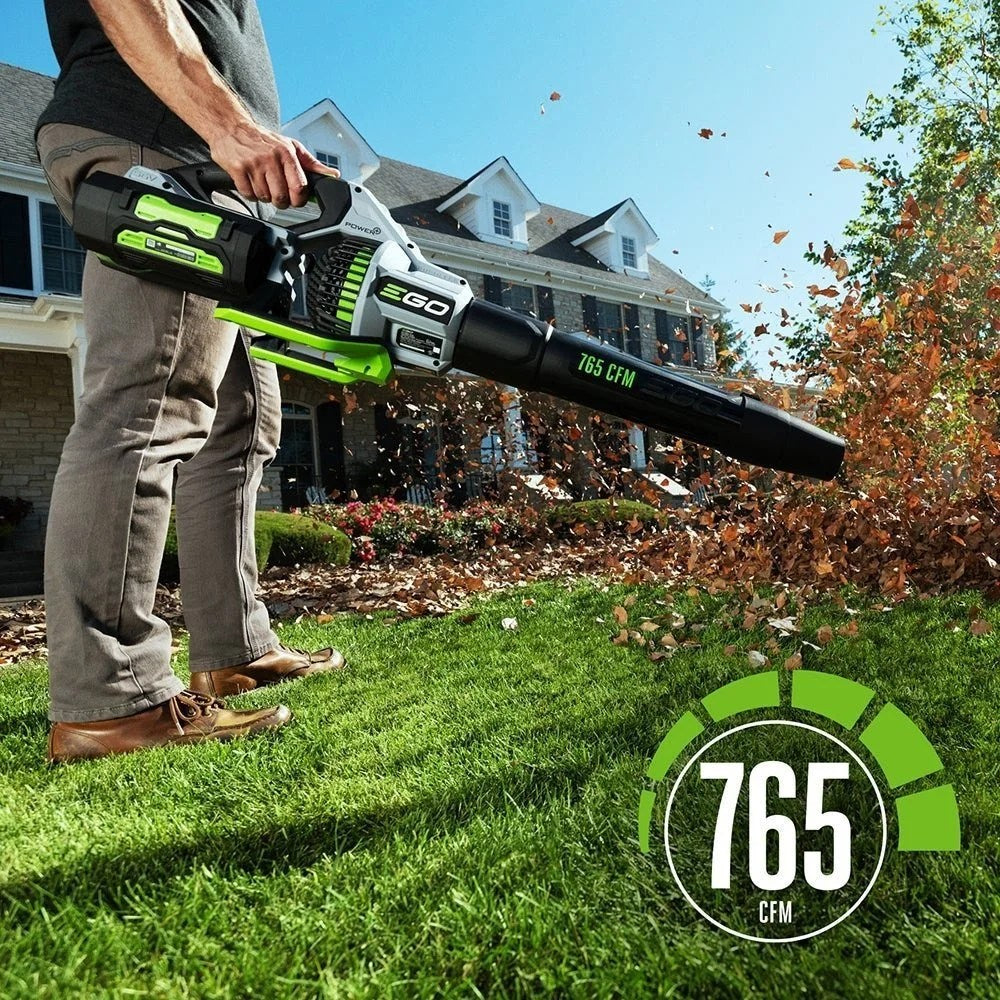 Casavibeo EGO Power+ 765 CFM Blower Kit LB7654 with handheld blower and accessories on a workbench.