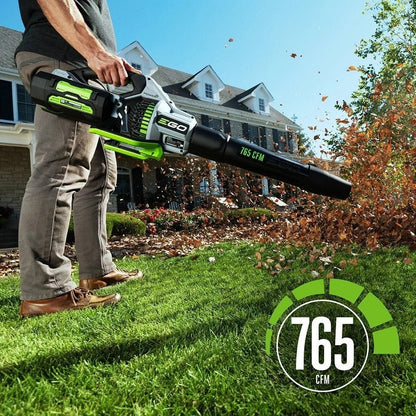 Casavibeo EGO Power+ 765 CFM Blower Kit LB7654 with handheld blower and accessories on a workbench.