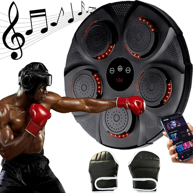 Belro wall-mounted music boxing machine for men, showcasing a modern workout device with a sleek design and functional features.