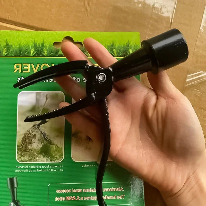 Belro stainless steel adjustable long handle detachable weed puller for men, shown with its sturdy handle and detachable head.