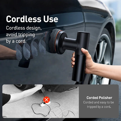 Belro cordless dual action car polisher with ergonomic handle, ideal for automotive detailing and paint polishing tasks.