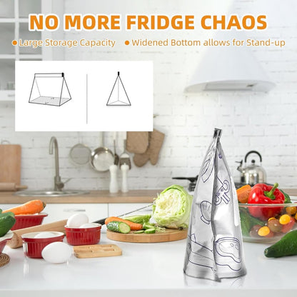Reusable aluminum foil food storage bags by Mivoza, 200× size, featuring airtight sealing and eco-friendly design for kitchen storage.