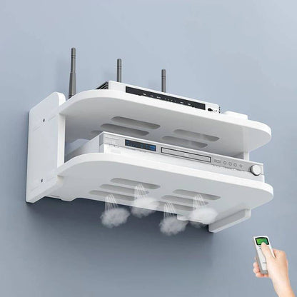 Belro WiFi router shelf storage box for home and garden, designed to organize and conceal WiFi routers with a sleek wooden look.