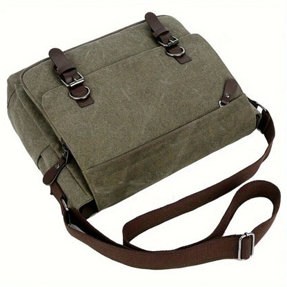 Belro men's canvas satchel messenger sling bag with adjustable strap and multiple compartments, perfect for everyday use.