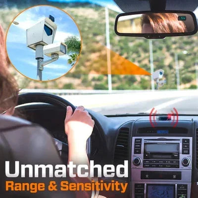Belro Ultimate Radar Detector for automotive electronics, showing the sleek device with display and control buttons.