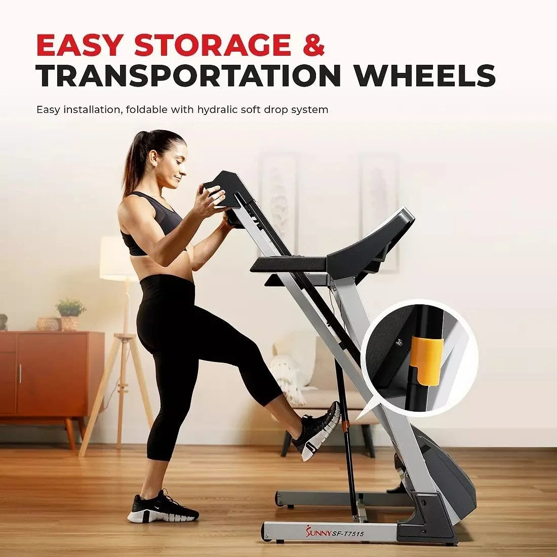 Casavibeo Sunny Health & Fitness Smart Treadmill SF-T7515 with digital display, running belt, and control panel for home workouts