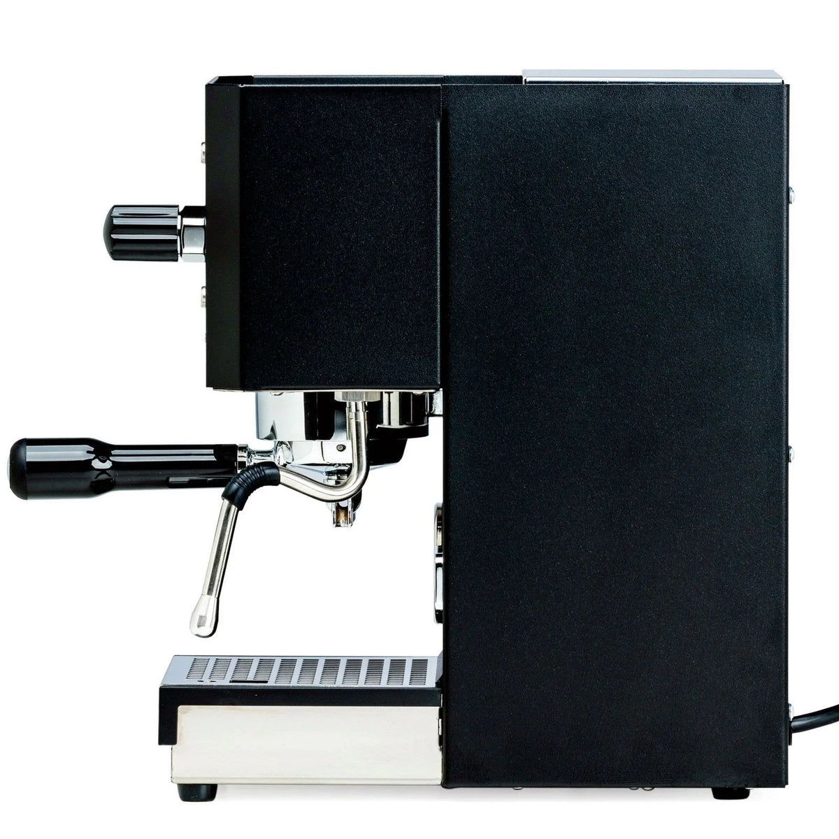 Casavibeo Profitec GO espresso machine with compact design, stainless steel finish, and dual spouts for fresh coffee brewing.