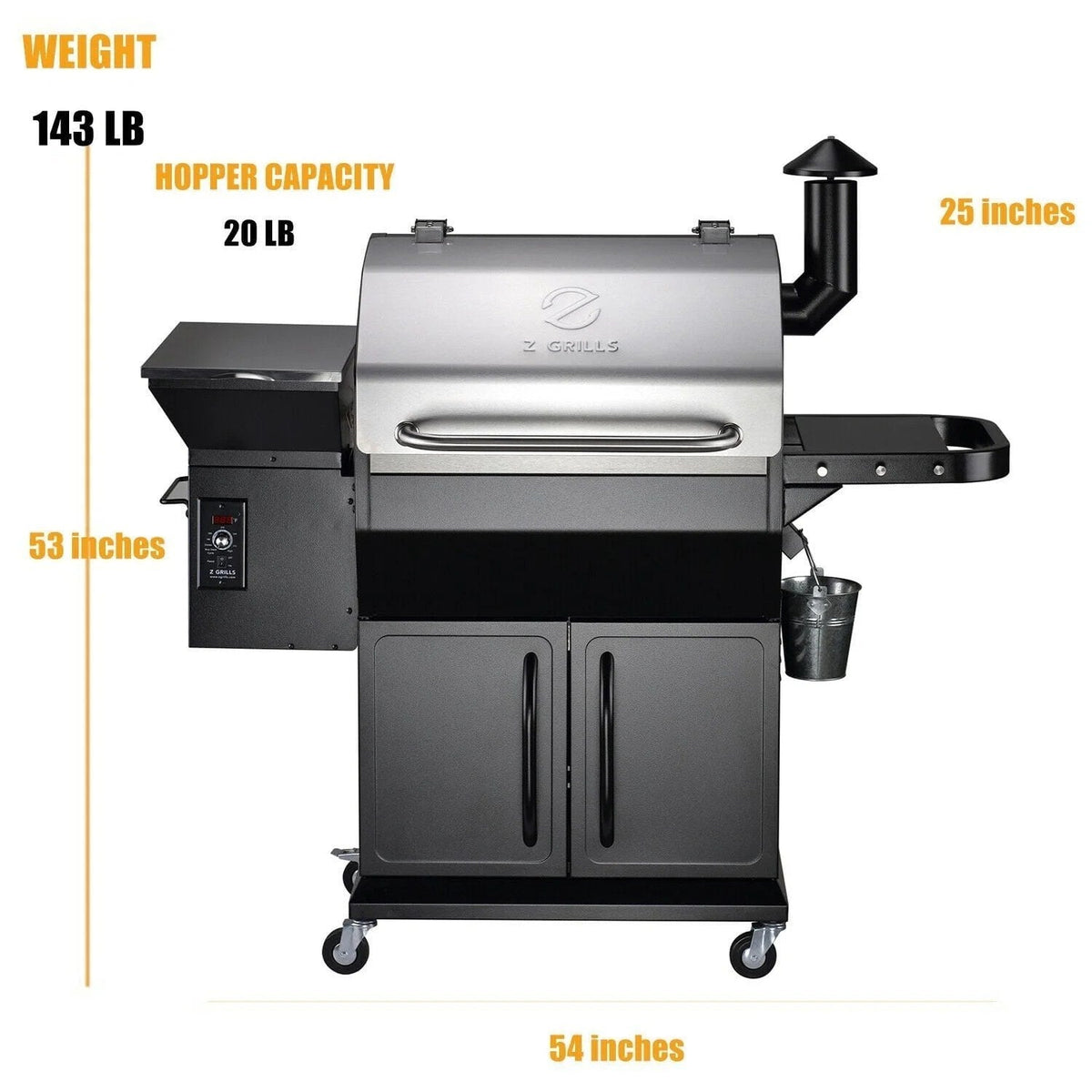 Casavibeo Z Grills Wood Pellet Ultimate 8-in-1 Smoker Grill 1000E with stainless steel construction and digital control panel.