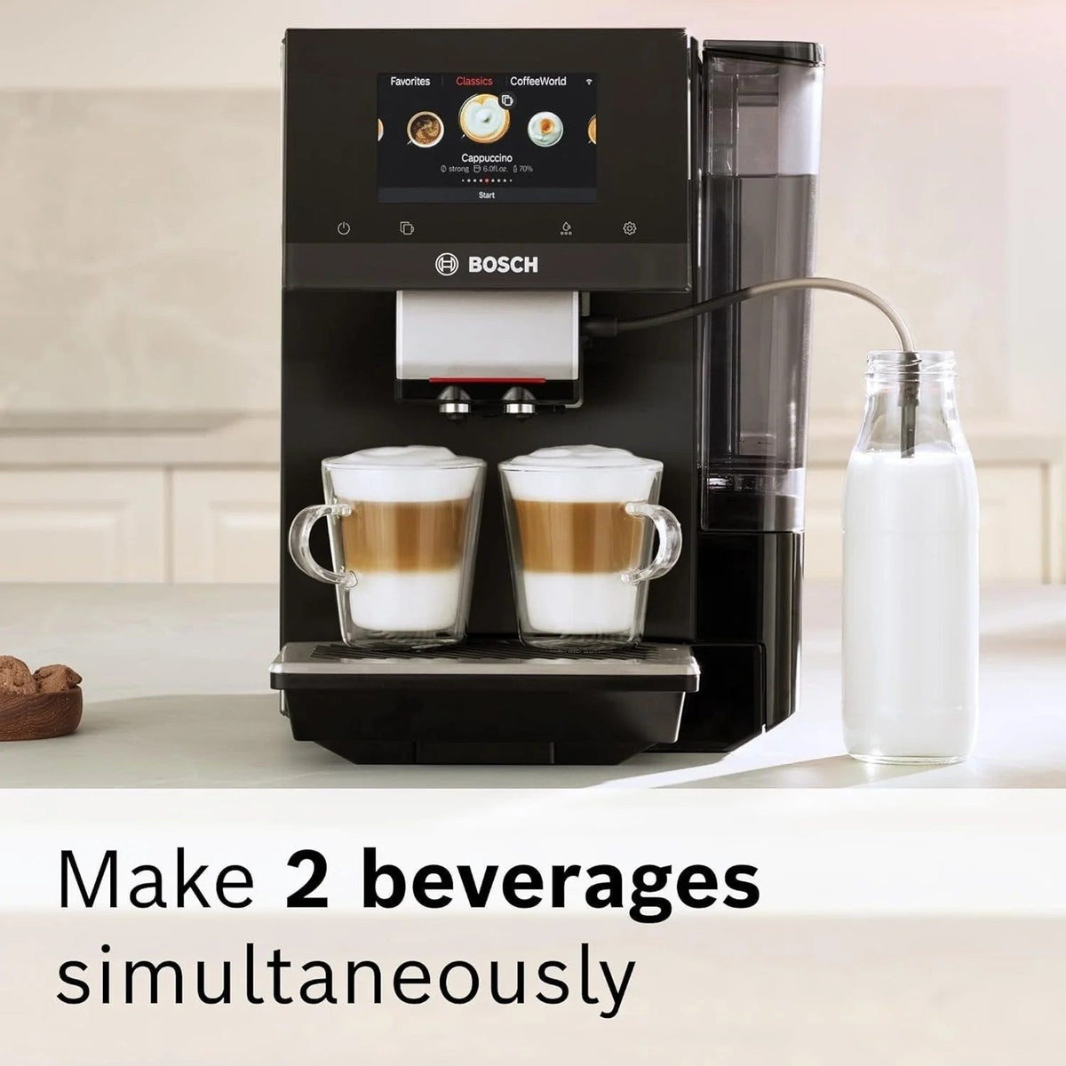 Casavibeo Bosch VeroCafe 800 Series fully automatic espresso machine with sleek design and digital control panel.