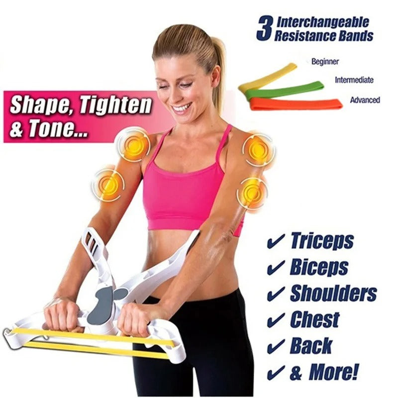 Belro men's arm and shoulder exercise equipment for at-home workouts, showing adjustable resistance bands and ergonomic design.