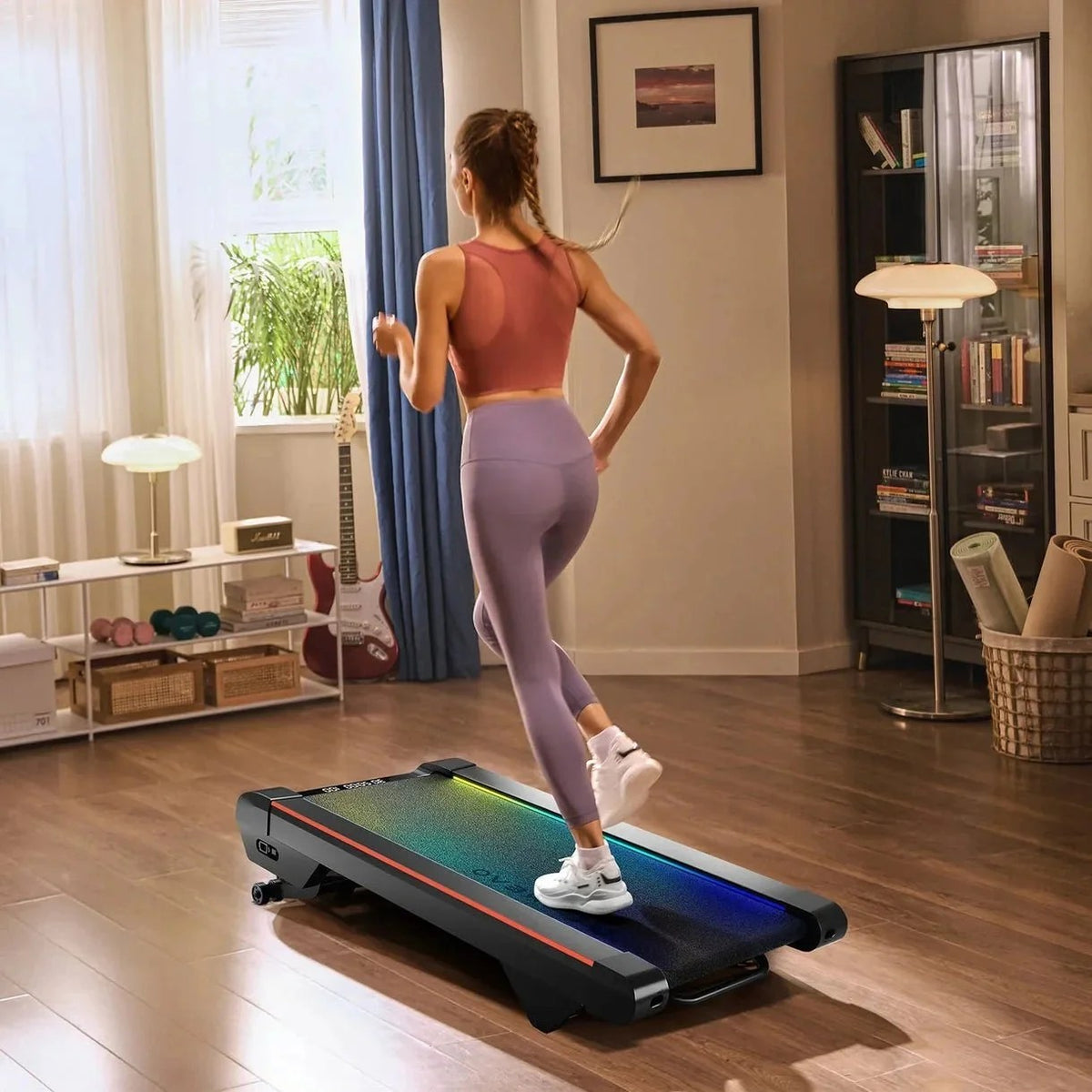 Casavibeo UREVO CyberPad for home smart treadmill, close-up view of the sleek, modern control pad interface and display screen.
