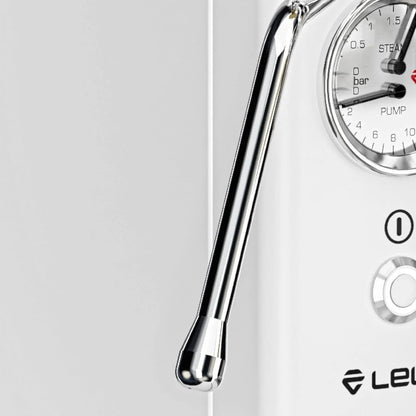 Lelit MaraX PL62X-EUCW espresso machine with stainless steel finish, compact design, and digital display for high-quality coffee brewing.