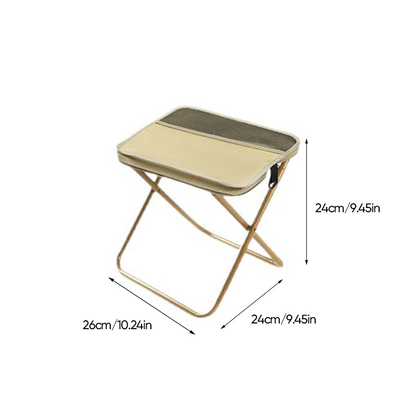 Lightweight BowLift foldable backpack stool for hiking and camping, showing compact seat with adjustable straps and sturdy design.