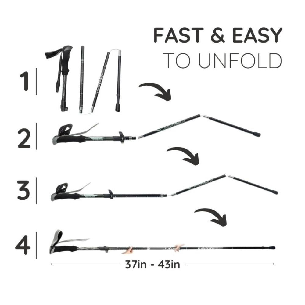 Belro premium automatic retractable hiking stick with ergonomic handle and adjustable length for outdoor trekking.