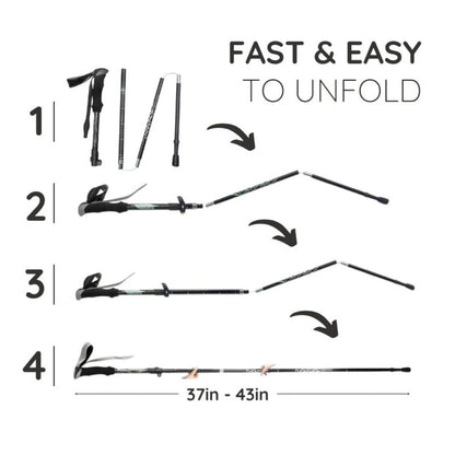 Belro premium automatic retractable hiking stick with ergonomic handle and adjustable length for outdoor trekking.