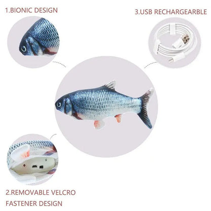 Belro USB charging interactive cat toy fish with moving fins and tail, designed to entertain and engage cats during playtime.