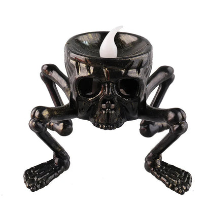 Set of five Belro Halloween flameless tea light candles with spooky jack-o'-lantern designs for Halloween decor.