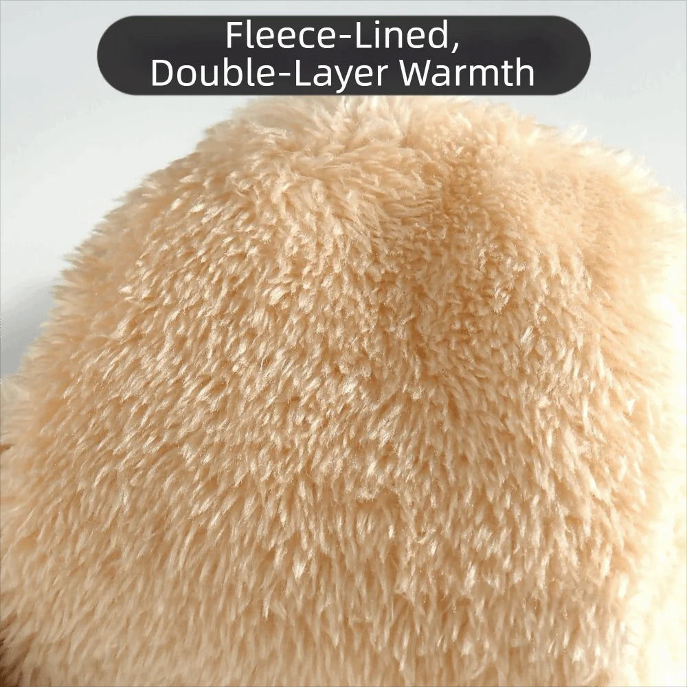 Belro double layer fleece-lined winter mittens showing soft fleece interior and durable exterior for cold weather warmth.