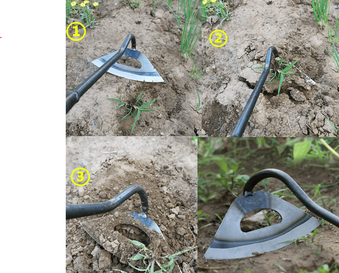 Belro steel hollow hoe for gardening, showing a sturdy metal hoe with a hollow blade, ideal for outdoor garden tools.