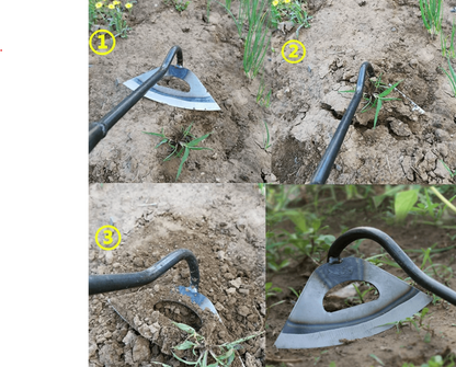 Belro steel hollow hoe for gardening, showing a sturdy metal hoe with a hollow blade, ideal for outdoor garden tools.