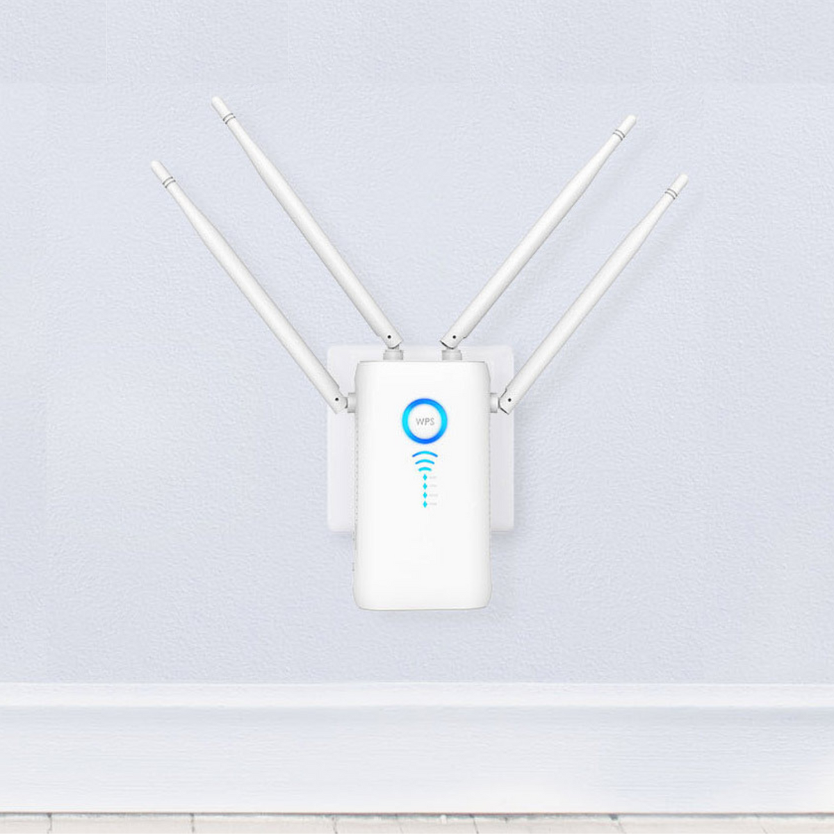 Belro wireless Wi-Fi repeater extender boosting internet signal range with plug-in design, suitable for home or office use