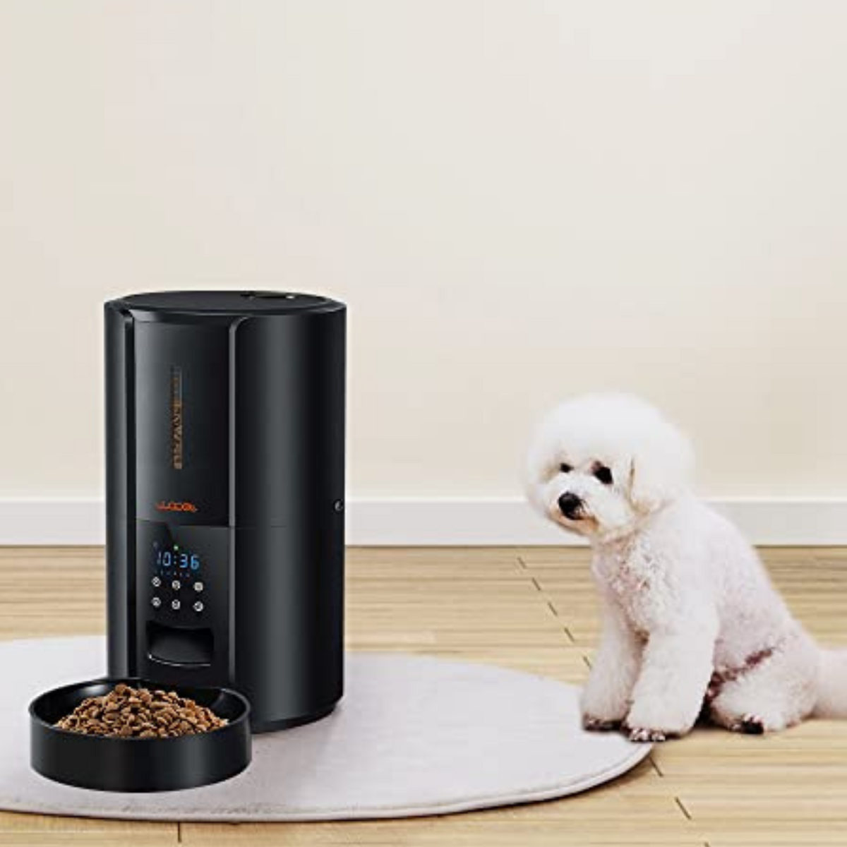 Belro large automatic pet food dispenser for dogs and cats, with digital timer and feeding tray for convenient pet feeding.