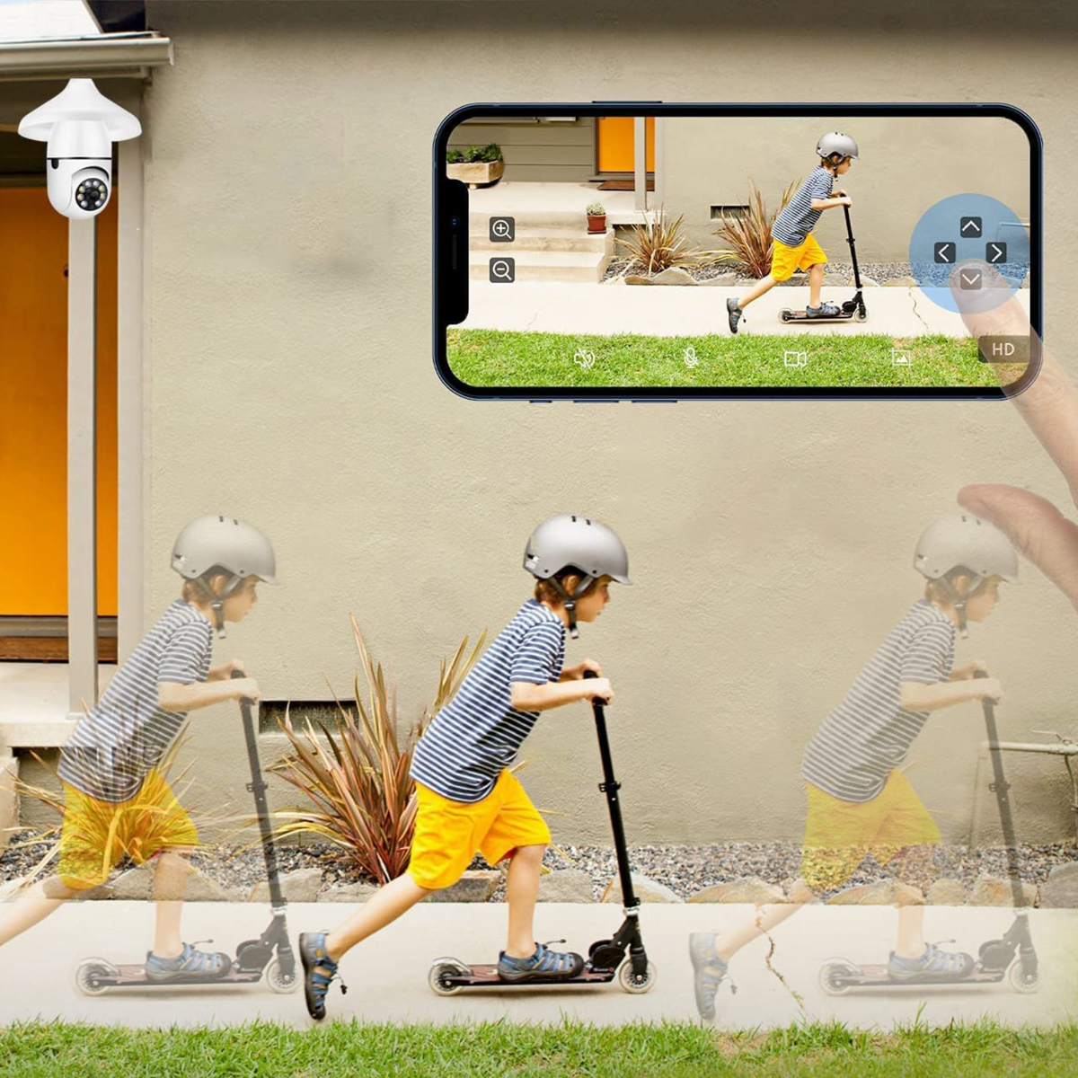 Belro wireless indoor/outdoor smart HD security camera with surveillance lens for home security monitoring.