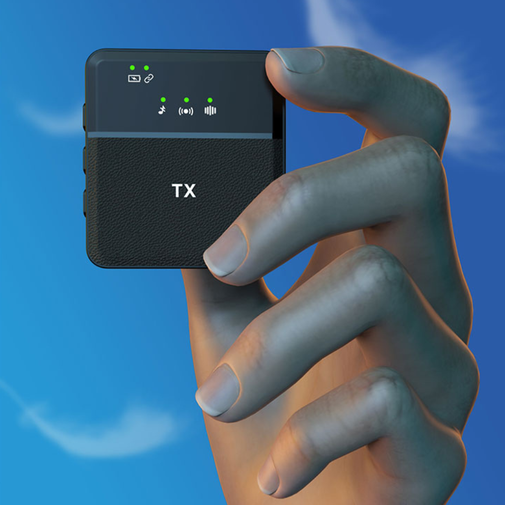 Wireless Bluetooth Lavalier Lapel Microphone by Belro, compact microphone clipped to clothing for clear audio recording.