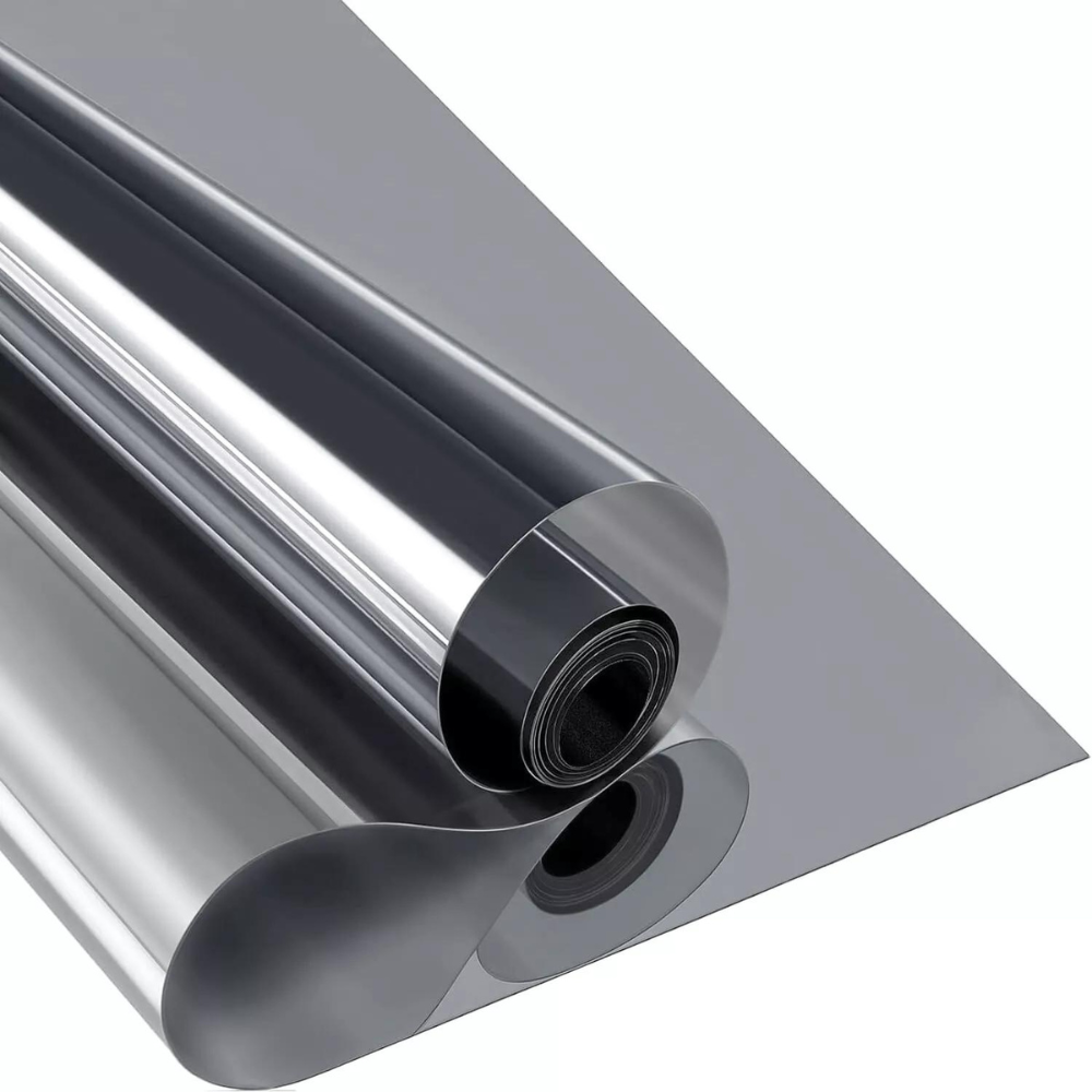 Belro reflective one-way privacy glass window insulation film applied to a window, providing privacy and heat insulation.