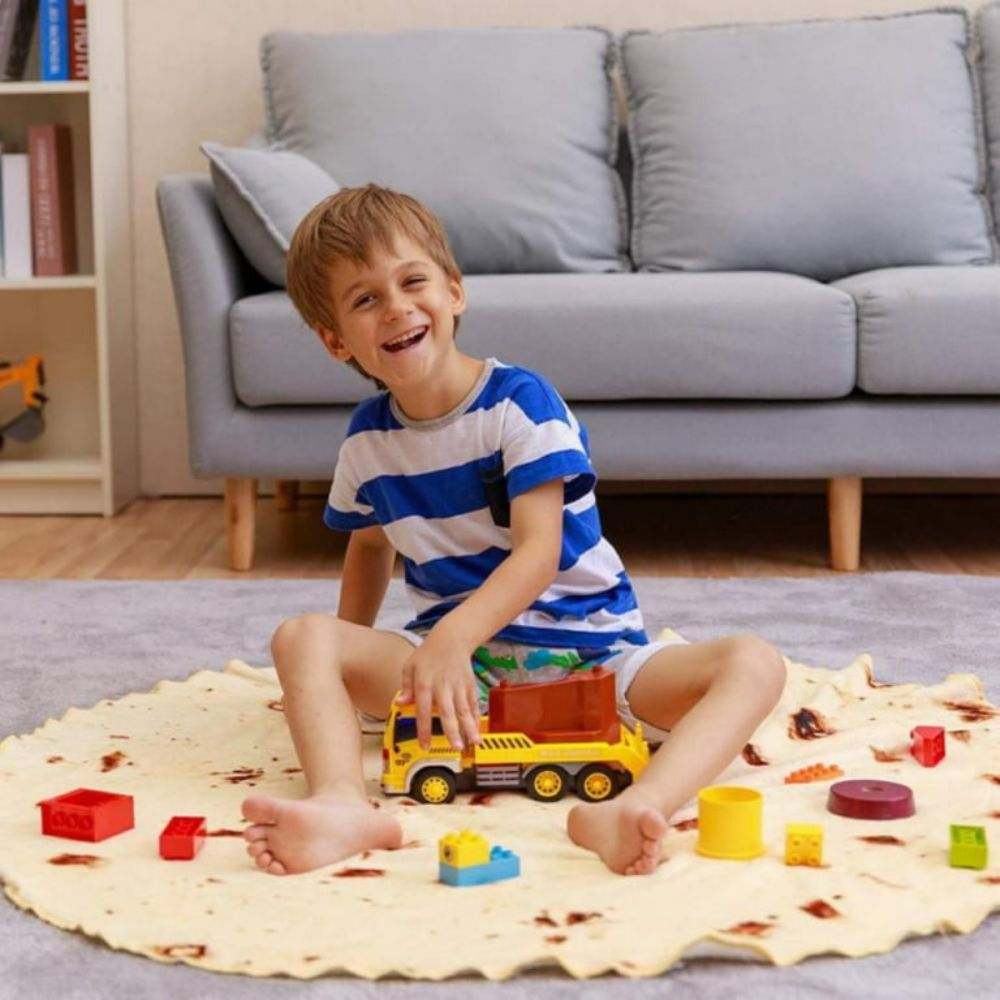 Belro burrito tortilla throw blanket resembling a colorful food-inspired clothing accessory, perfect for cozy rainwear style.