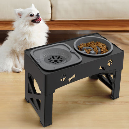 Belro adjustable raised pet dog slow feeder with elevated design and multiple food compartments for healthy eating.