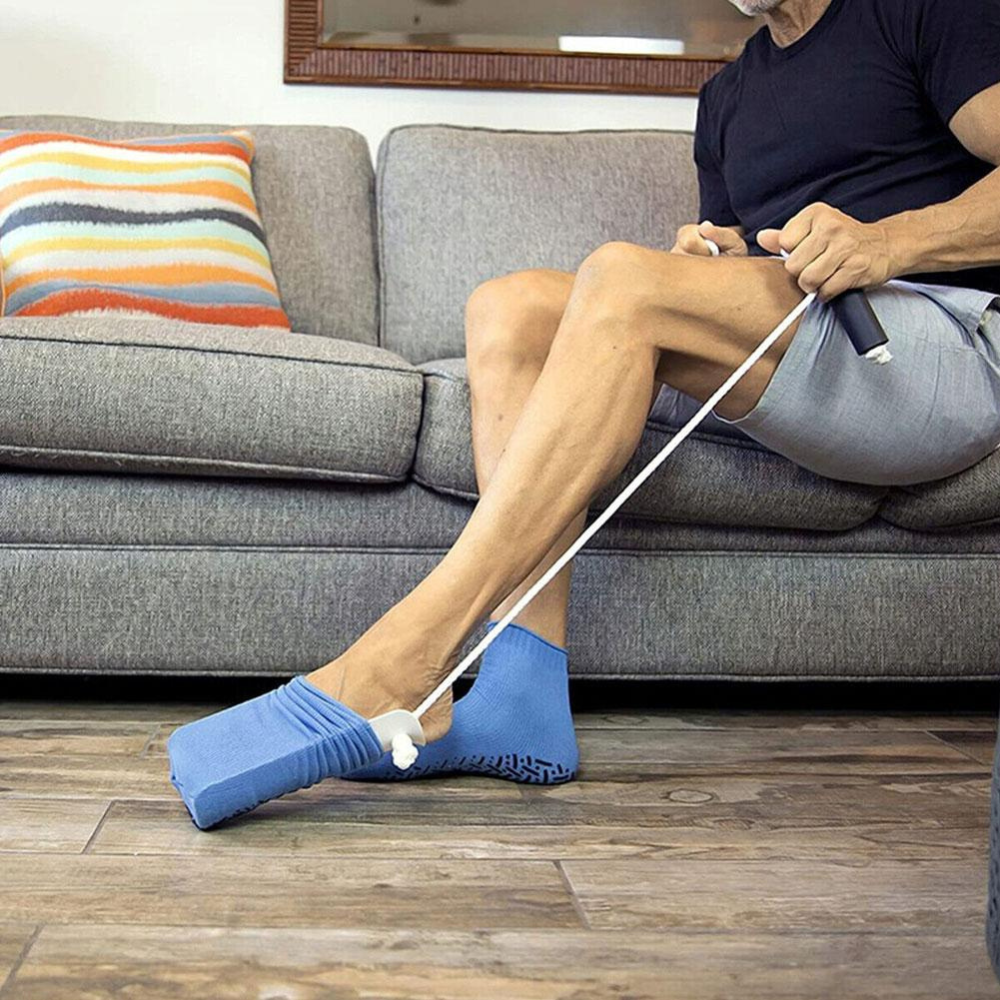Belro No Bend Sock Wearing Device for men, designed to assist elderly and handicapped individuals in putting on socks easily.