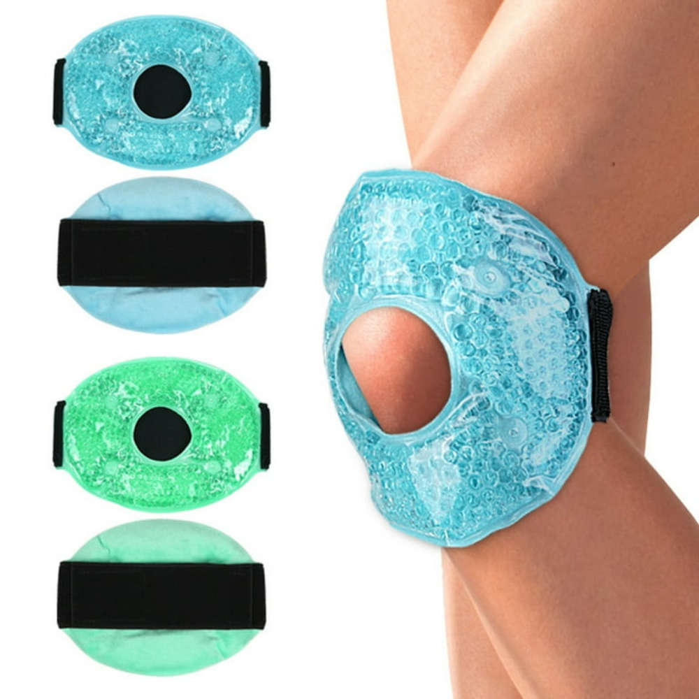 Belro gel knee compress for hot or cold therapy, designed for pain relief and first aid treatment of knee injuries.