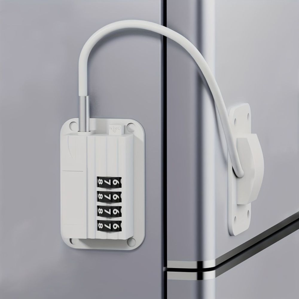Belro Secure Fridge Door Safety Lock with code, electronic smart lock for child-proofing and secure refrigerator access.