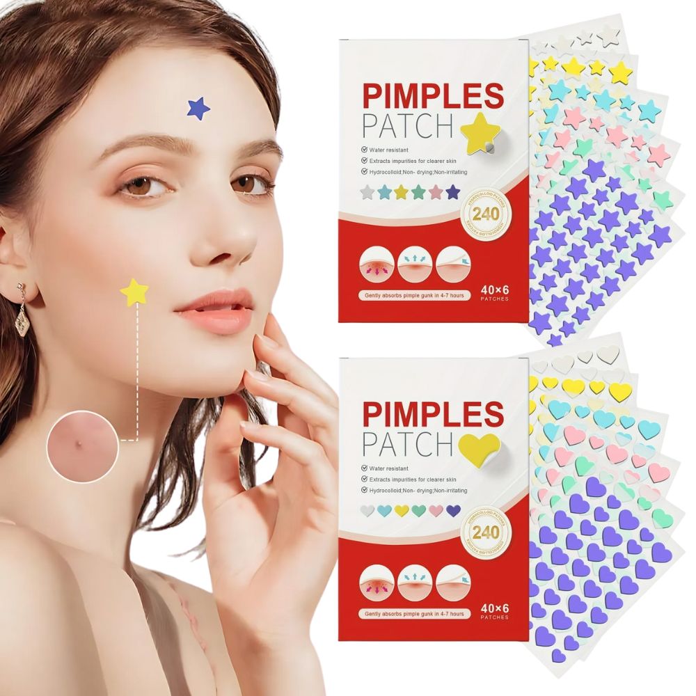 Colorful pimple patches in a pack of 240 by Belro, designed for men's skincare, with various vibrant and cute designs.