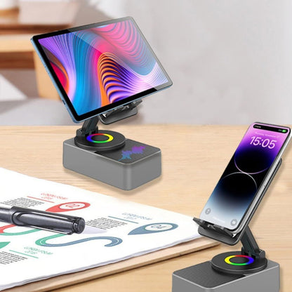 Belro 4-in-1 phone stand with built-in Bluetooth speaker, adjustable holder and compact design for hands-free use.