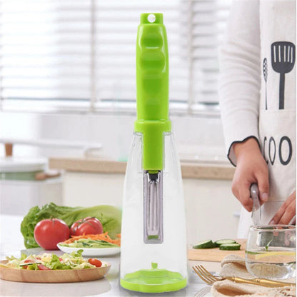 Belro multifunction apple and vegetable peeler with storage tube, kitchen appliance for easy peeling and storage.