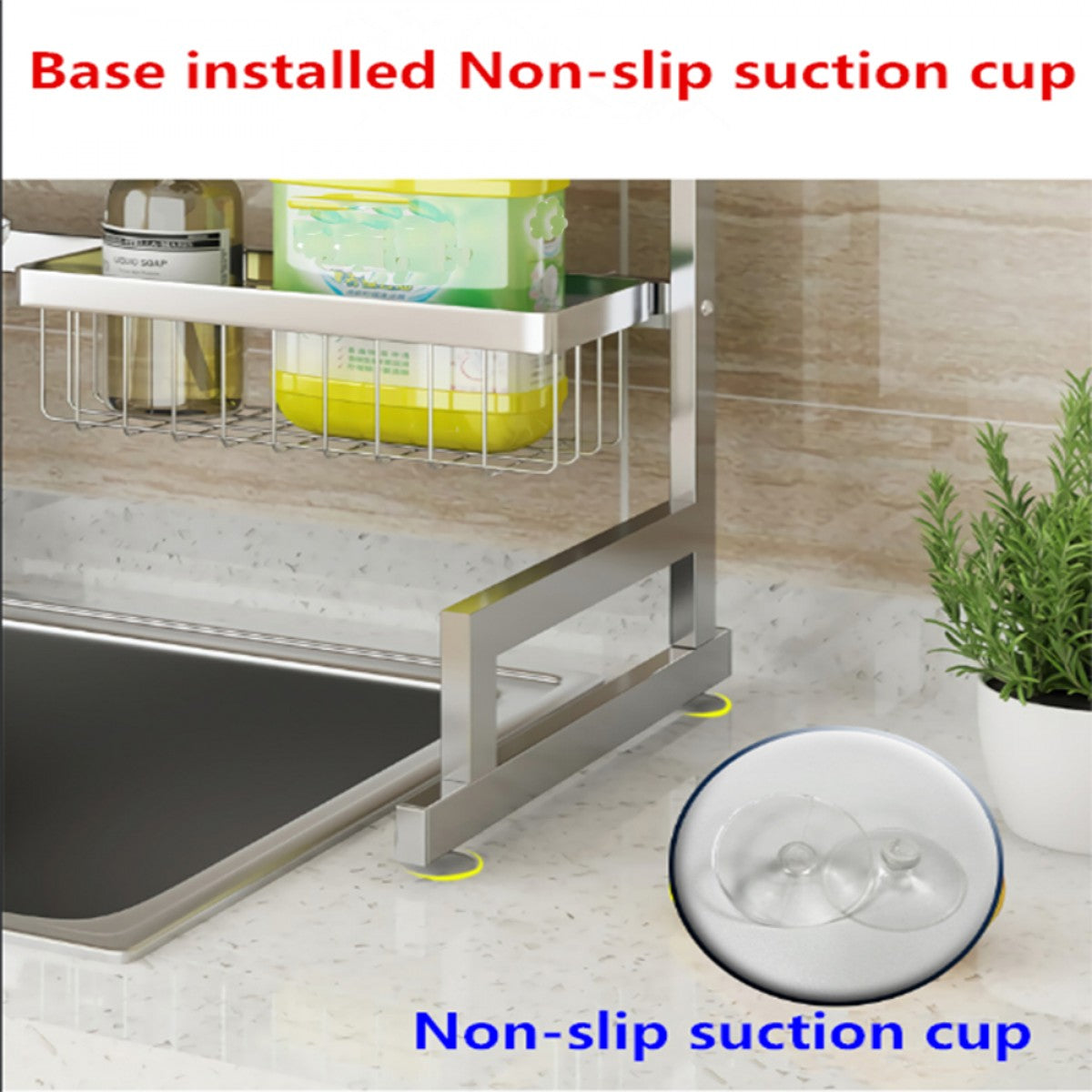 Belro stainless steel black dish drying rack over kitchen sink with draining shelf for dishes and utensils.
