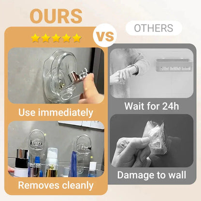 Belro multipurpose suction cup storage rack attached to outdoor wall, ideal for organizing garden tools and outdoor accessories.