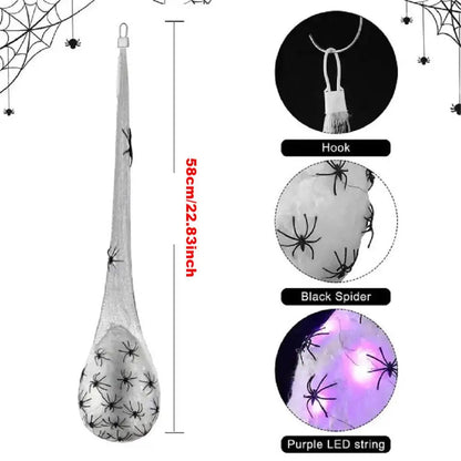 Belro Light Up Spider Egg Sacs Halloween outdoor decor hanging prop with glowing spider egg sacs for festive outdoor decoration.