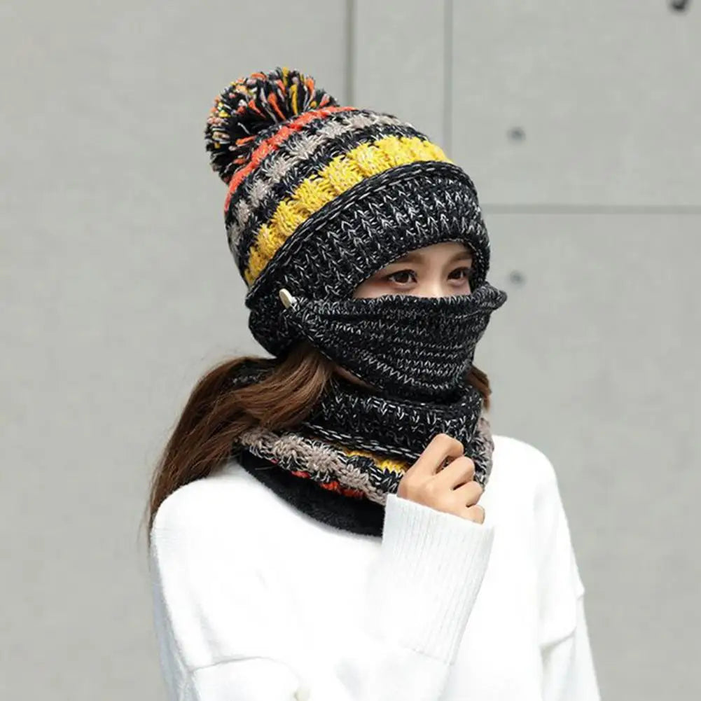 Belro cozy knitted hat and scarf set with velvet lining, winter accessories featuring warm, soft, and stylish knit fabric.