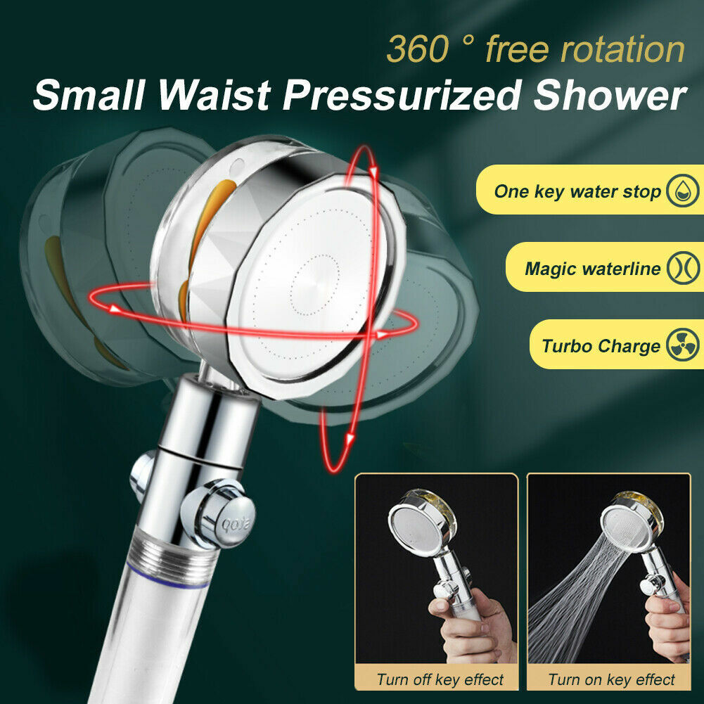 Belro Turbo Propeller Shower Head showing the chrome finish and multi-spray nozzles for a wide, even water flow.